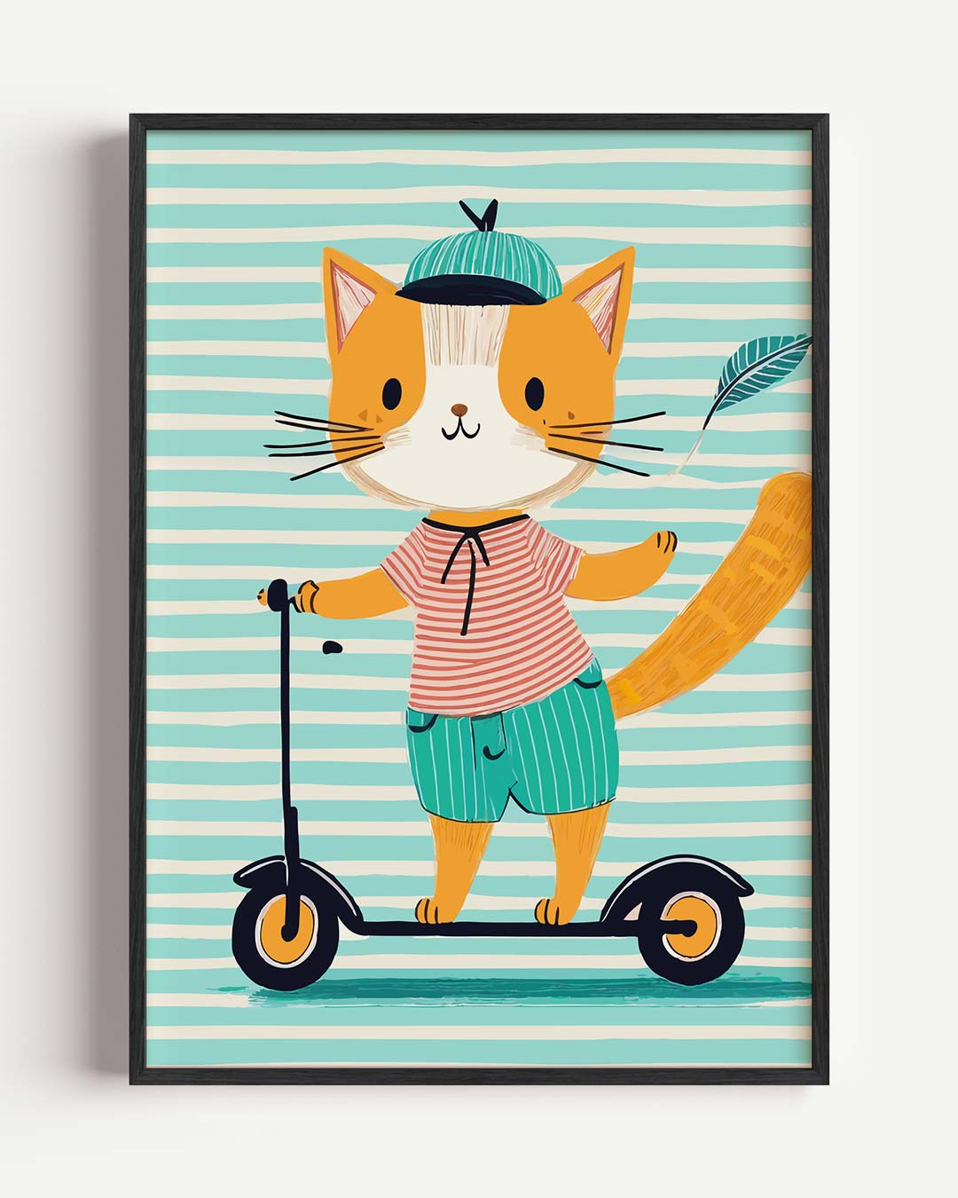Kat op Step – kids portret poster als wanddecoratie