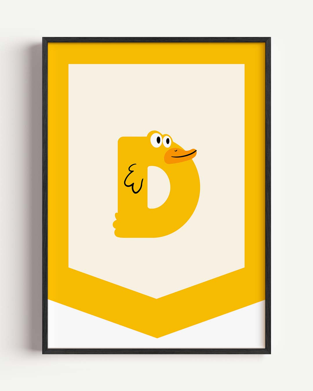Vrolijke Eend Alfabethanger – kids portret poster als wanddecoratie
