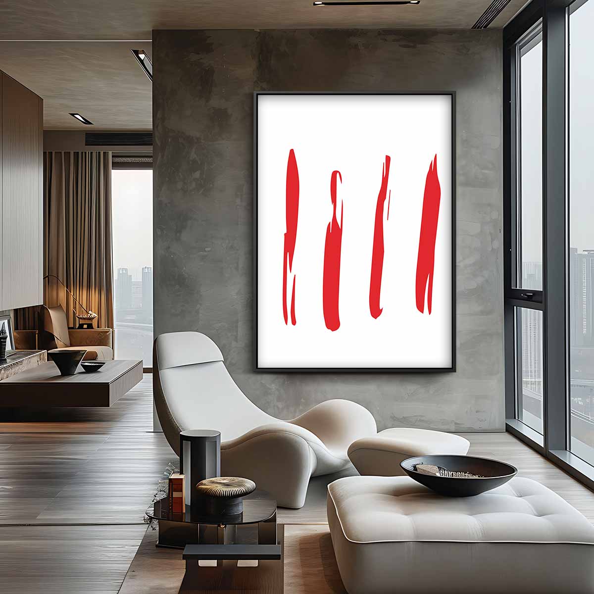Dynamisch Rood – canvas wanddecoratie in portret formaat