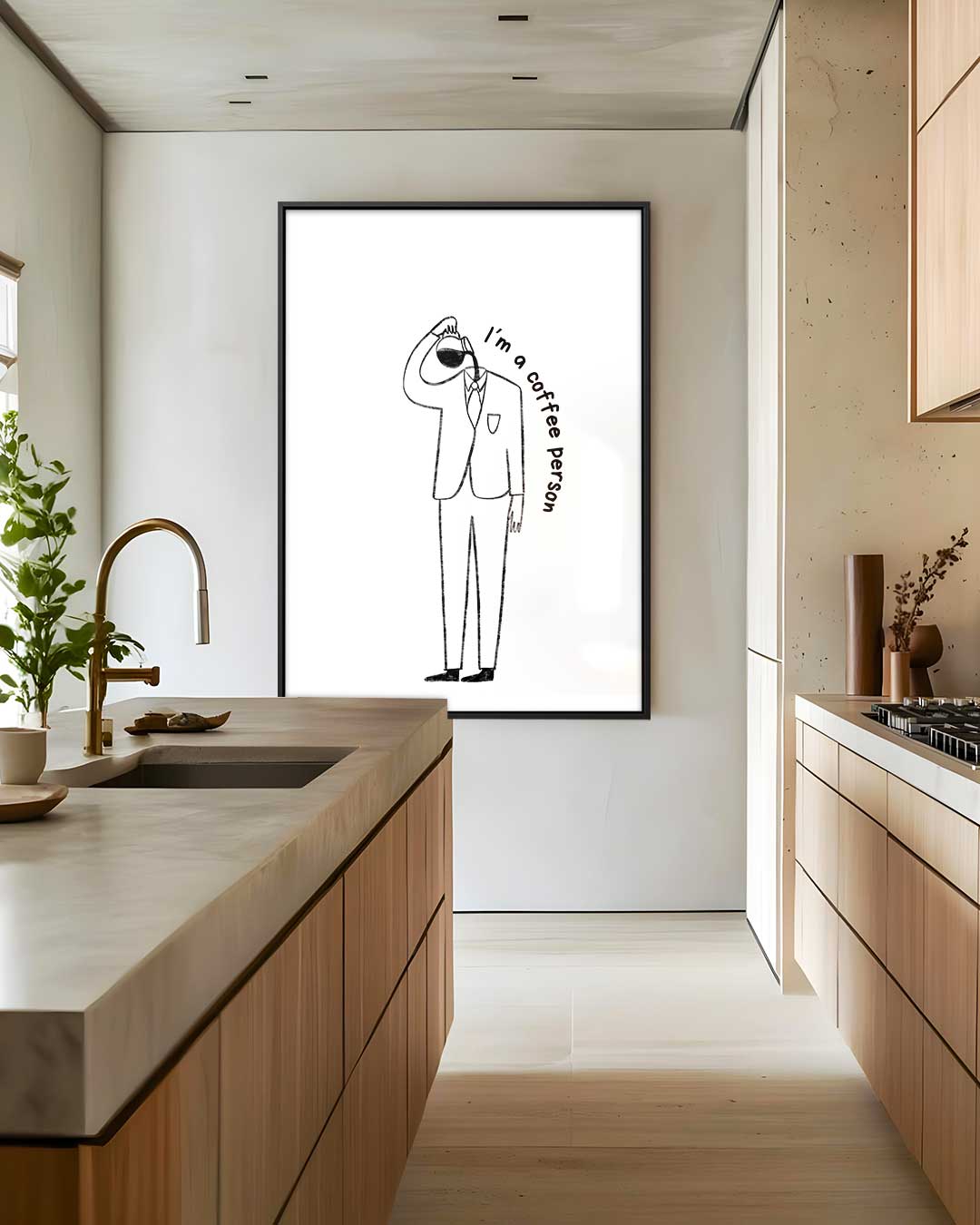 Stijlvolle koffieliefhebber illustratie – dibond wanddecoratie in staand formaat