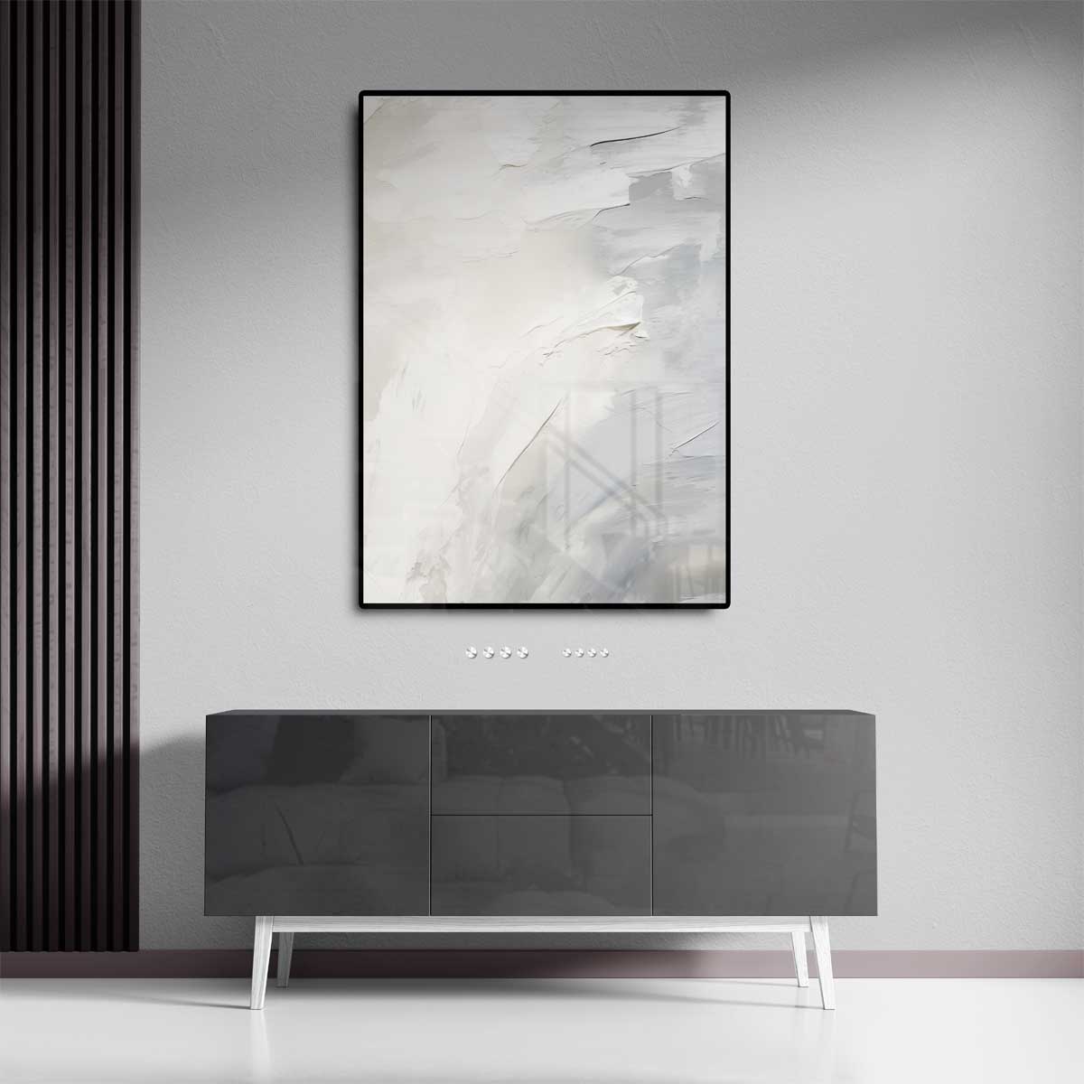 Sereniteit in Wit en Grijs – staand kunstwerk voor modern interieur