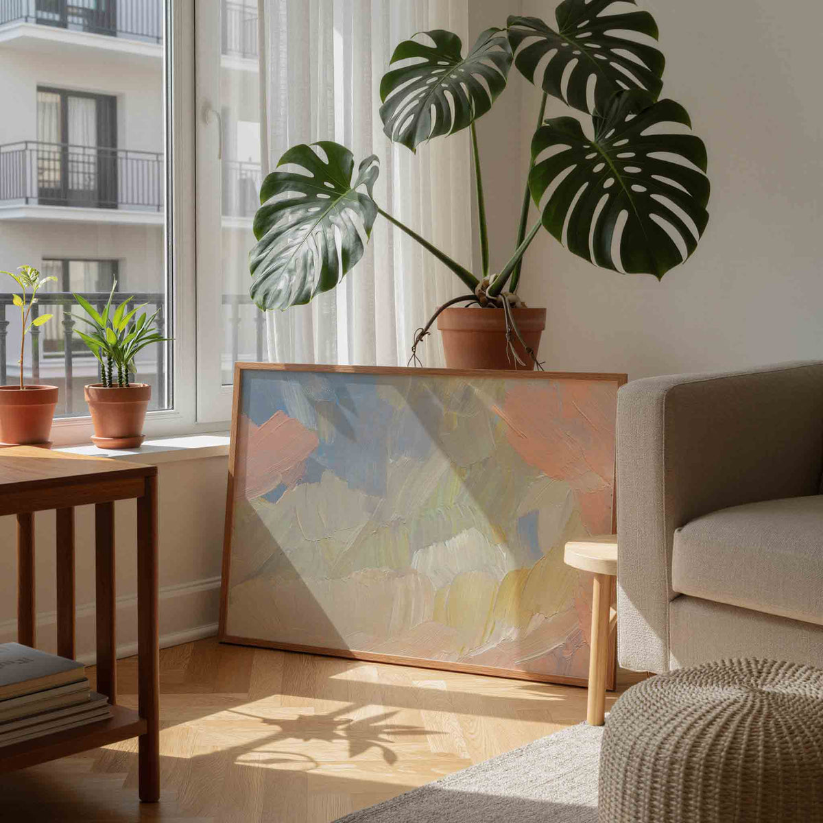 Abstracte penseelstreken – schilderkunst als moderne landscape poster