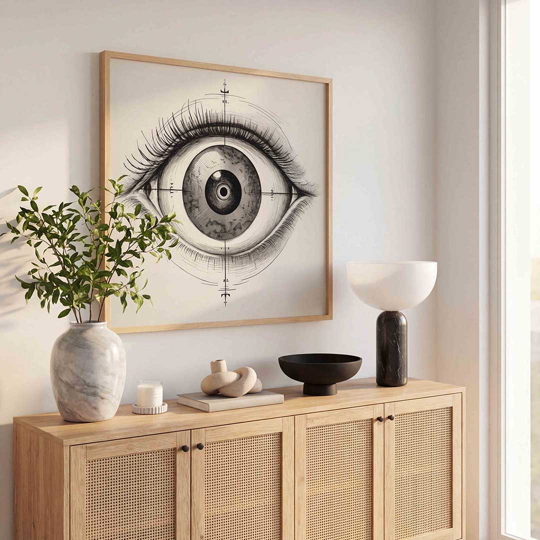 Gedetailleerd oog – kleurrijke poster in vierkant formaat