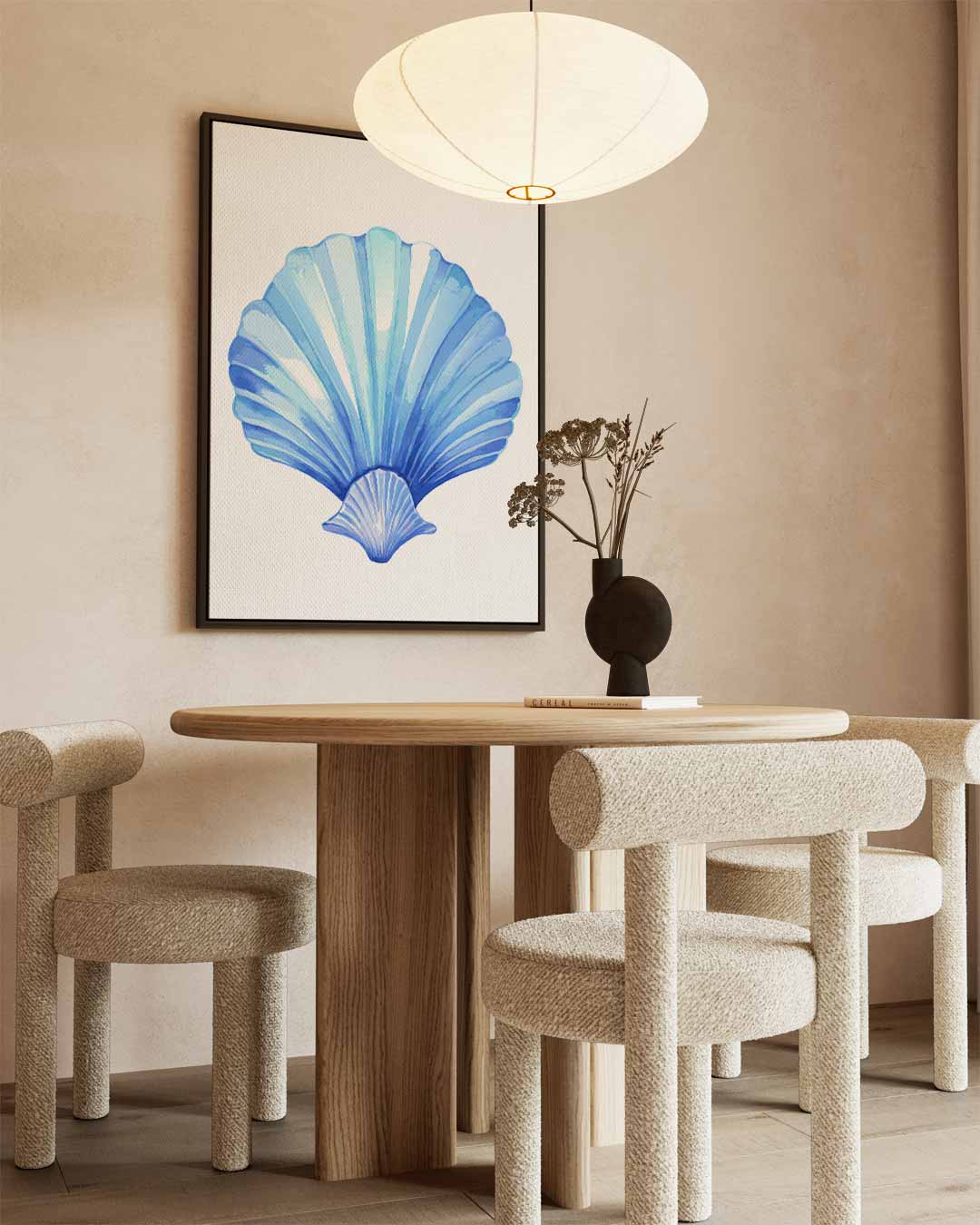 Blauwe Schelp Kunstwerk – staand kunstwerk voor modern interieur