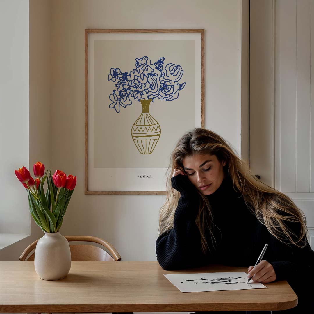 Elegante Flora Vaas – culinaire wandkunst als portret poster