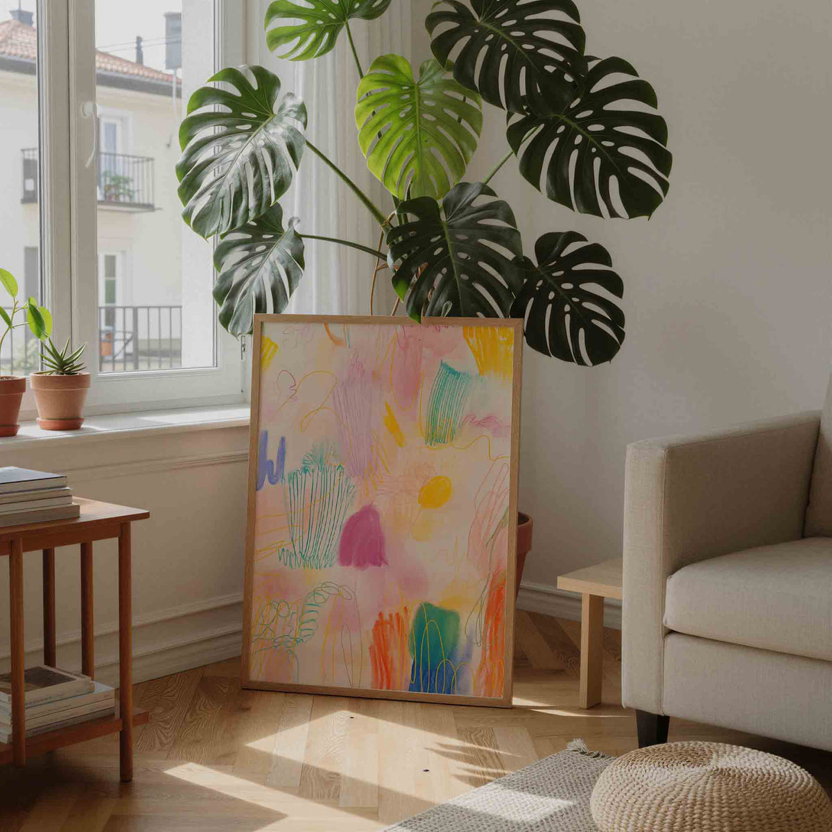Abstracte vormen en lijnen – moderne wandkunst als portret poster