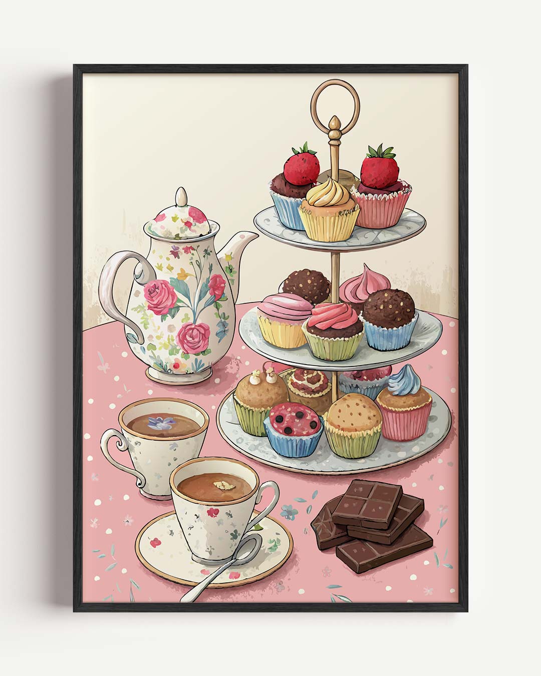 Vintage High Tea – keuken portret poster als wanddecoratie
