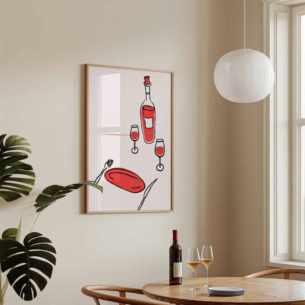 Stijlvolle Wijnavond – staande keuken wanddecoratie van WallArtistic