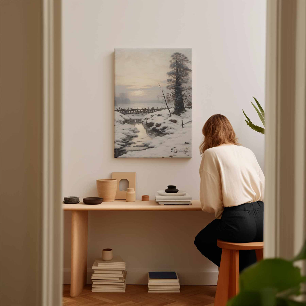 Winterse Rust in het Landschap – canvas kunstwerk als wanddecoratie