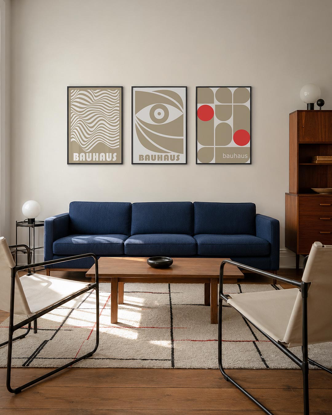 Golvend lijnenspel driedelige posterset – deze posterset in drie delen toont vloeiende, golvende lijnen in een harmonieus