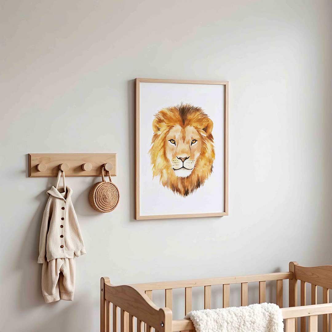 Leeuw portret – kinderposter in staand formaat