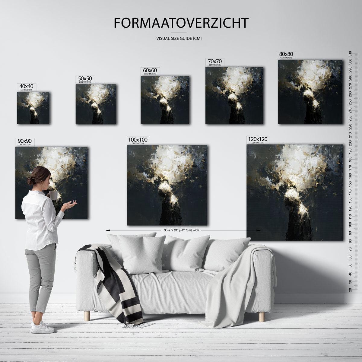 Abstracte figuur met lichteffect – vierkante muurposter met abstracte vormen