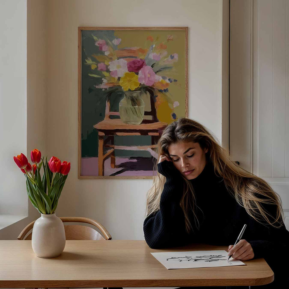 Kleurrijke Bloemenpracht – bloemen poster als moderne staande wanddecoratie