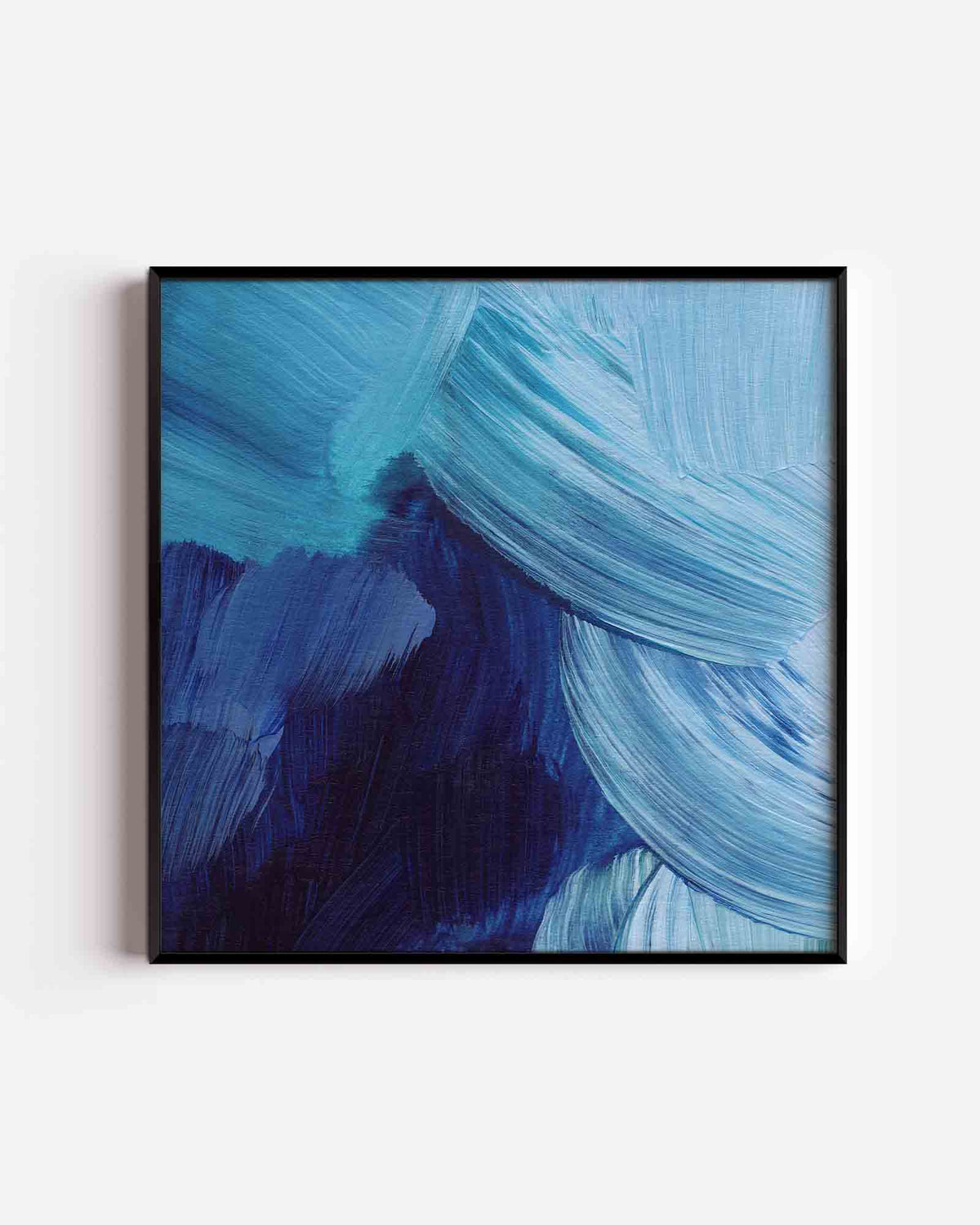 Blauwe penseelstreken – schilderkunst vierkante poster als wanddecoratie