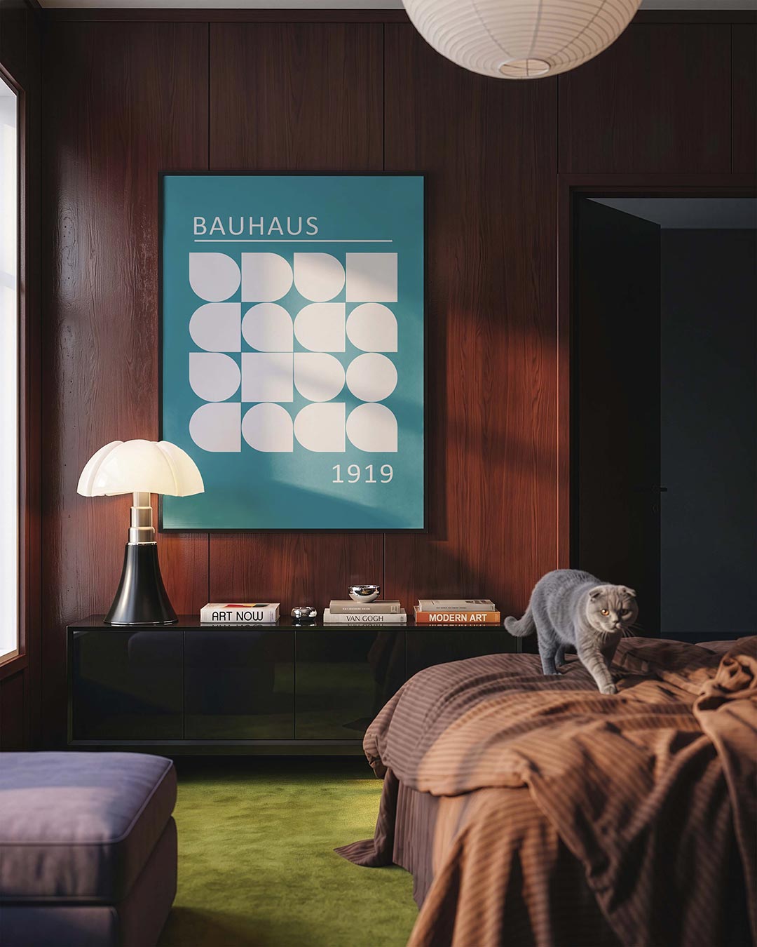 Vormritme en kleur – geometrische Bauhaus poster in staand formaat
