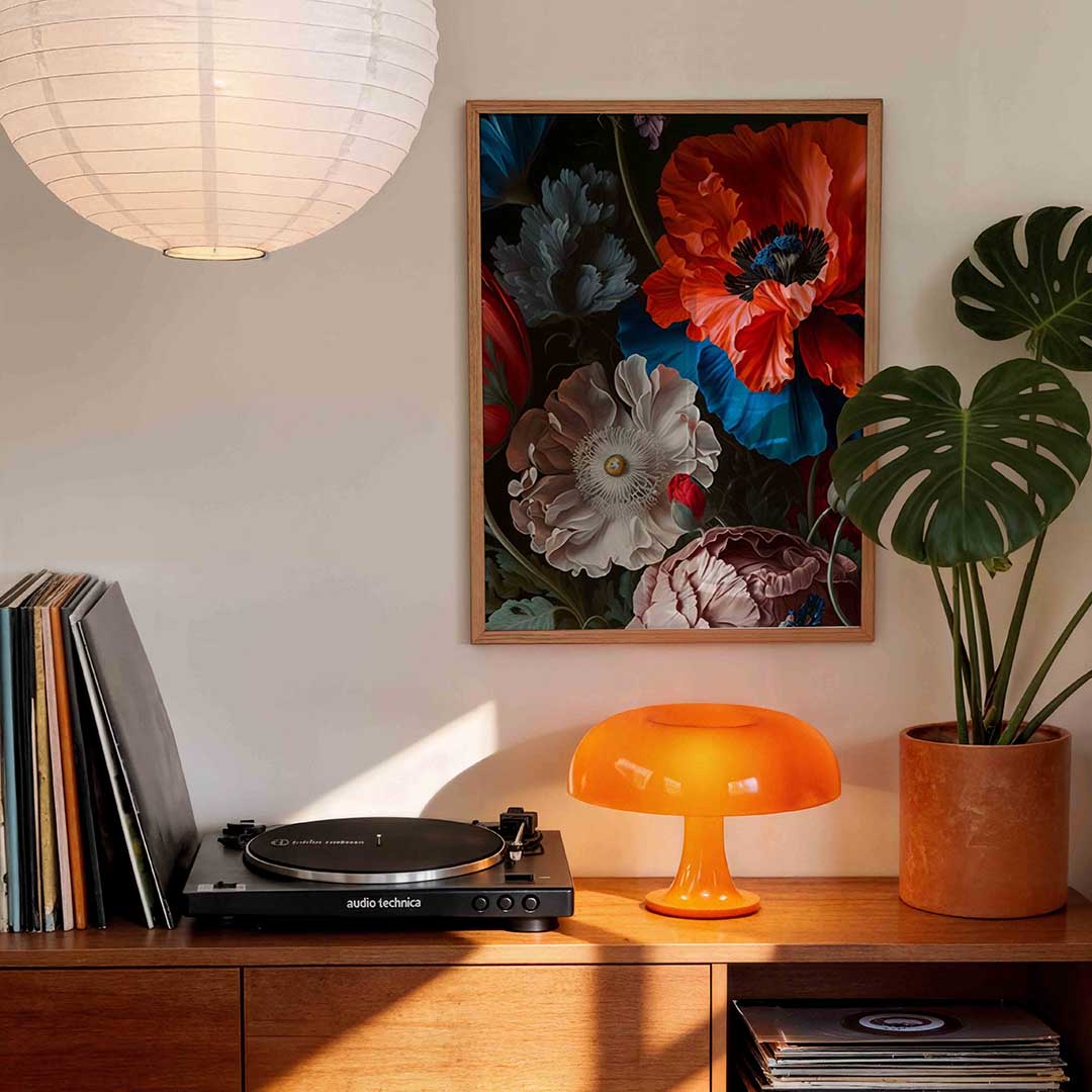 Bloemen in levendige kleuren – staande bloemen wanddecoratie van WallArtistic