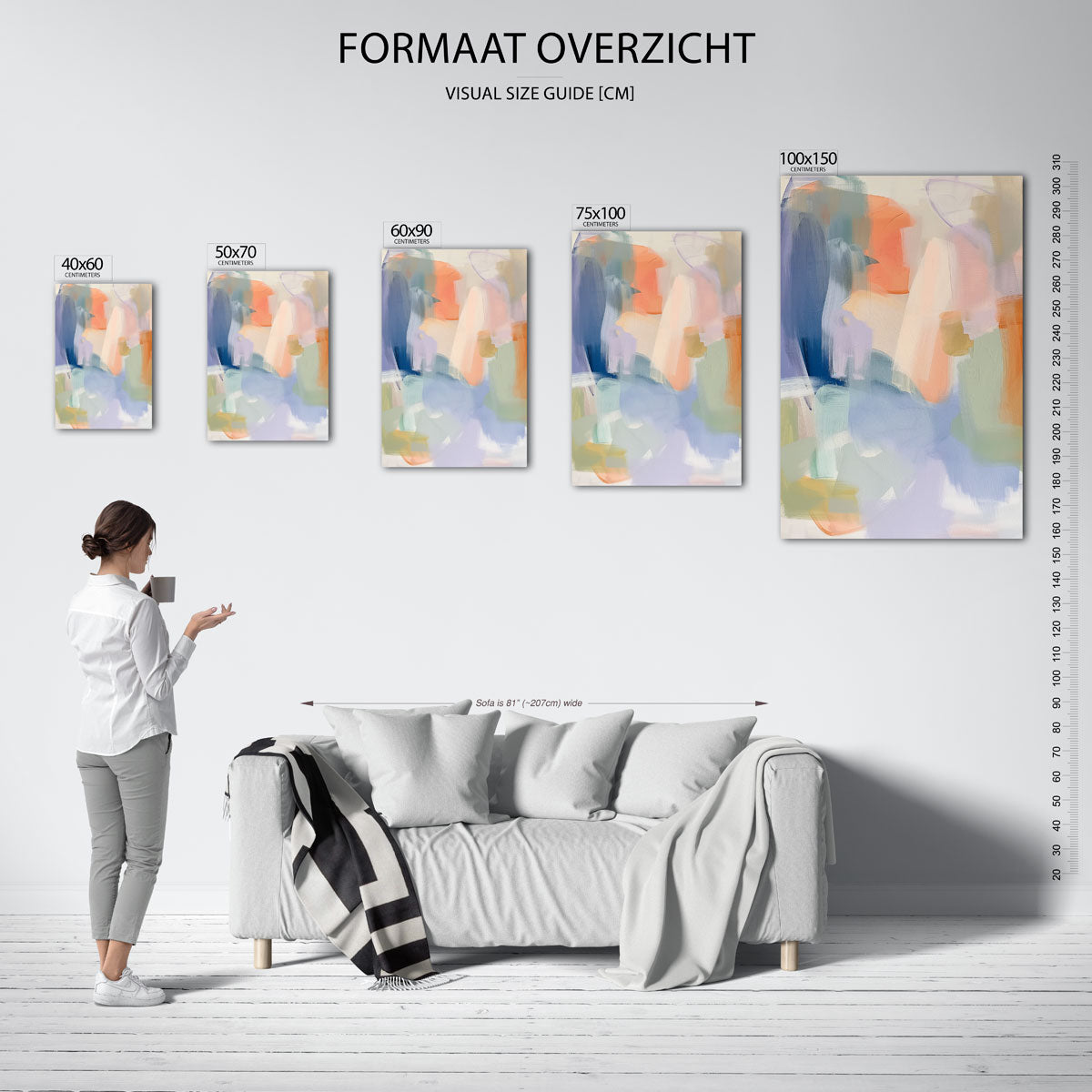 Kleurrijke vormen – staand wanddecoratie kunstwerk
