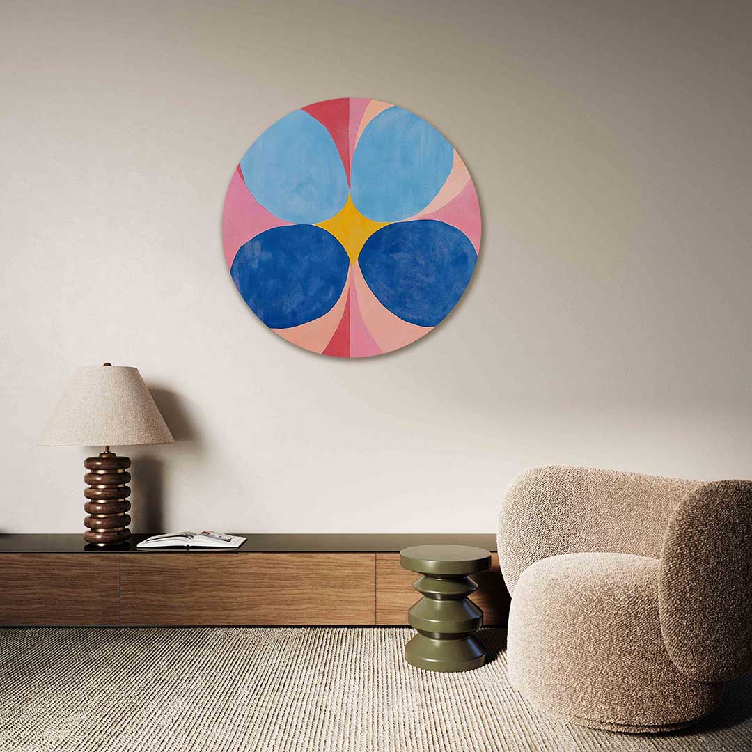 Vormen en kleuren – abstracte muurcirkel als ronde wanddecoratie
