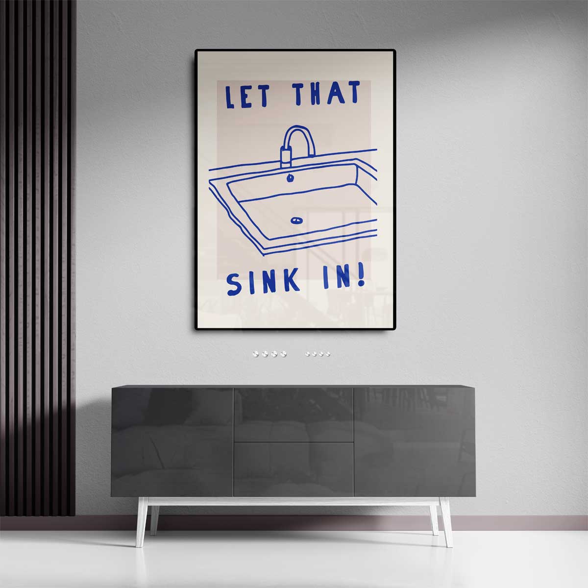 Humoristische Goochelende Gootsteen Print – canvas kunstwerk als wanddecoratie