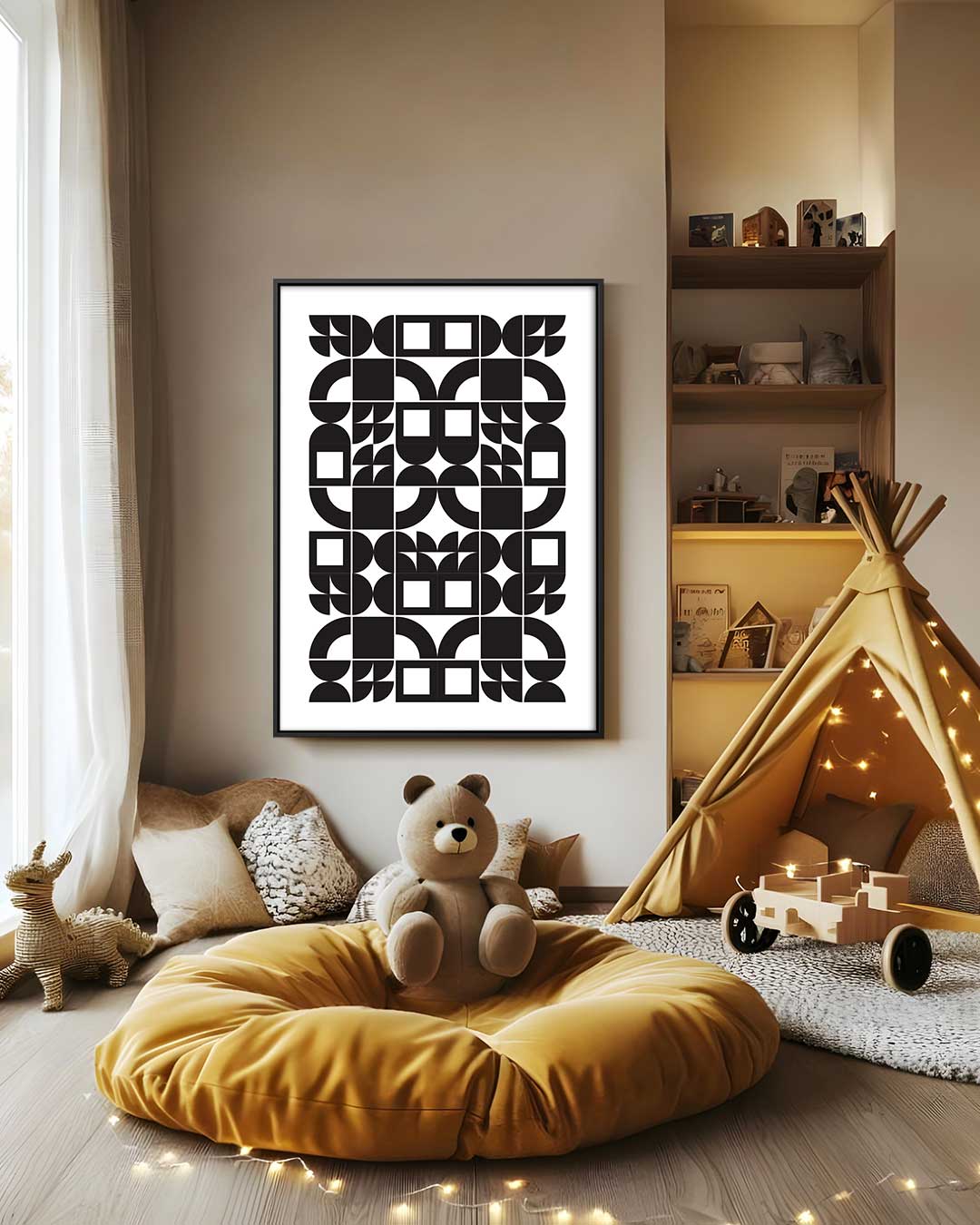 Moderne Geometrische Patronen – canvas wanddecoratie in portret formaat