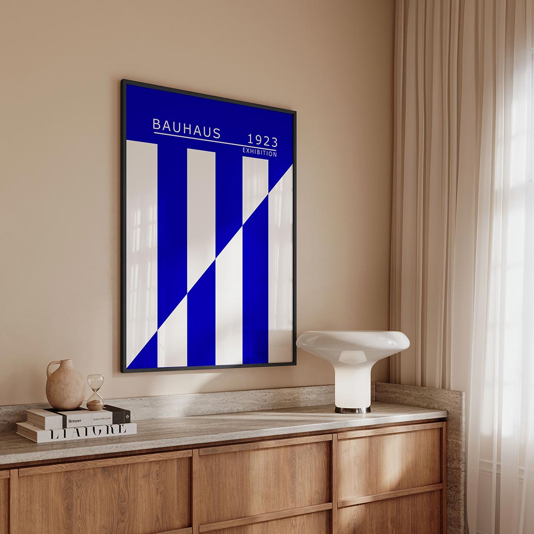 Lijnen en vlakken – geometrische Bauhaus poster in staand formaat