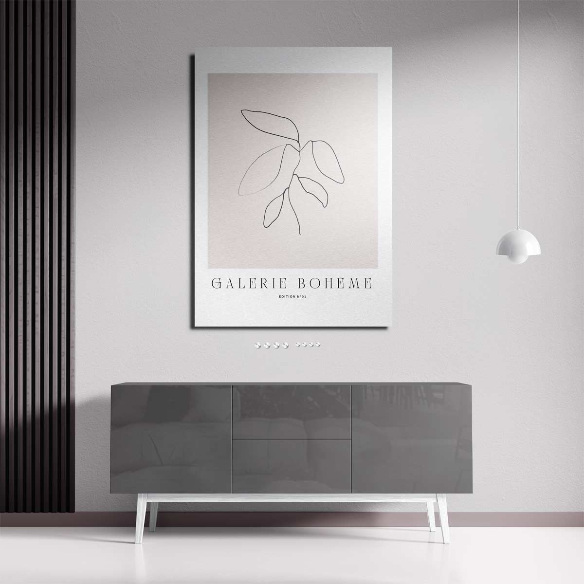 Minimalistische Lijntekening van Bladeren – staande wandkunst voor woonkamer of interieur