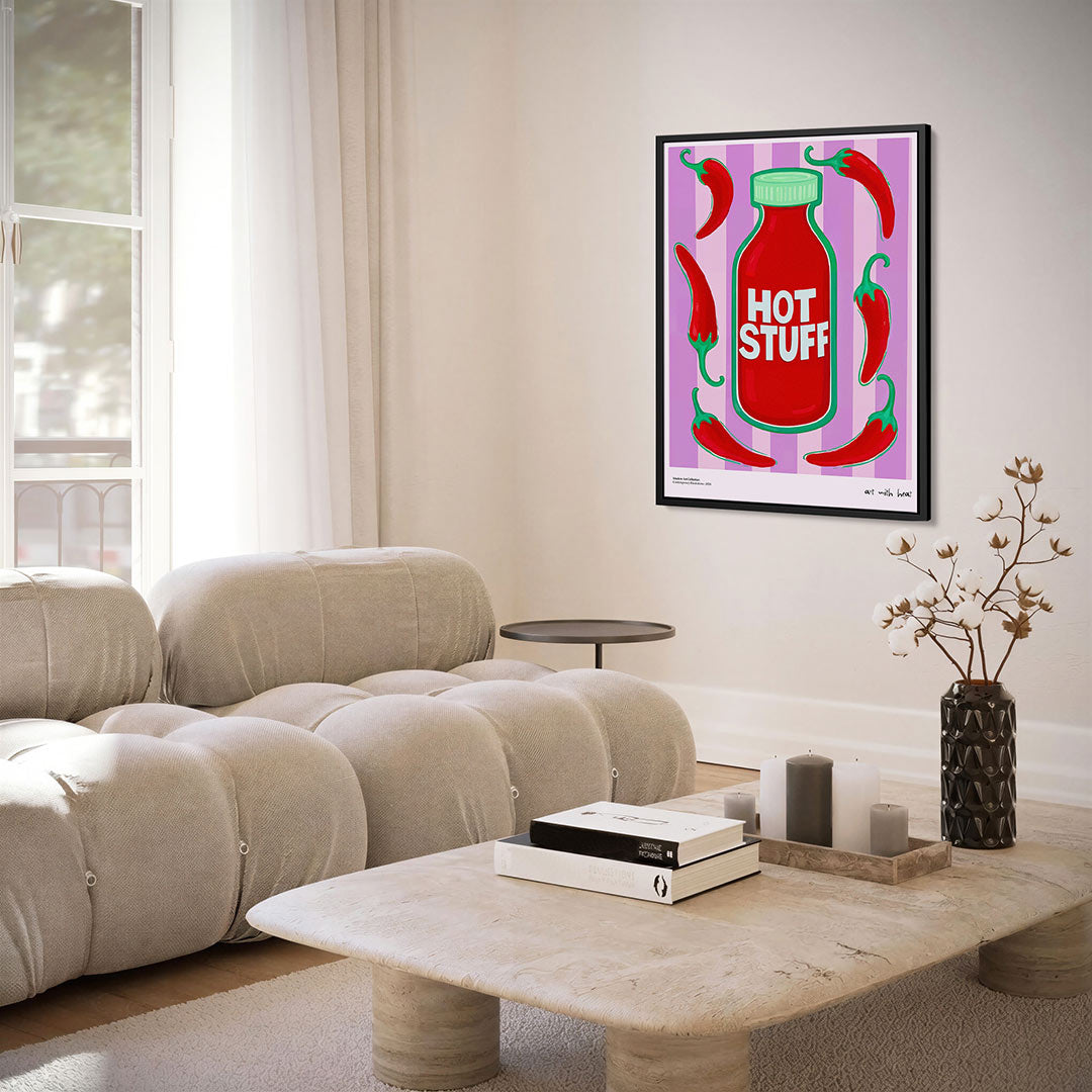 Spicy fles illustratie – kunstwerk als stijlvolle wanddecoratie