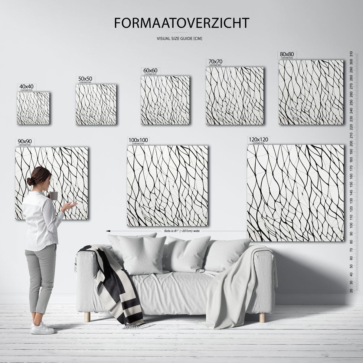 Abstracte lijnen – vierkante muurposter met abstracte vormen