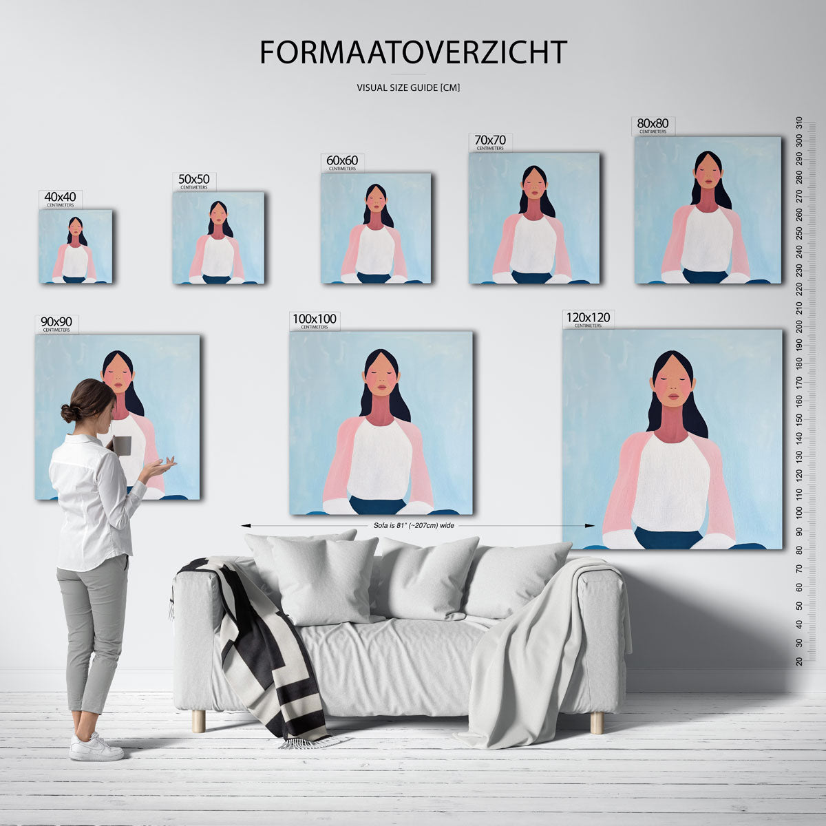 Mediterende vrouw – vierkante muurposter met kunst en design