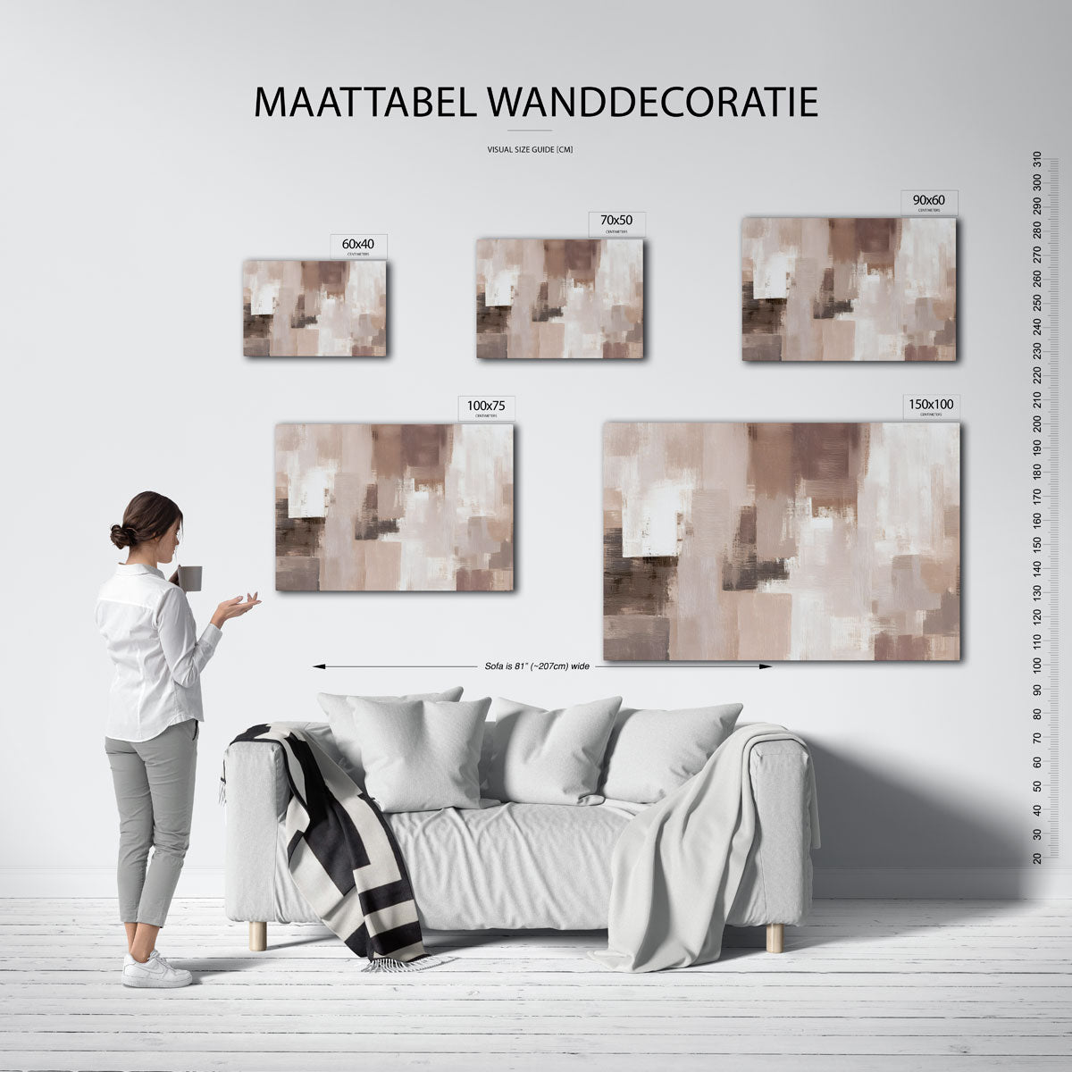 Zachte geometrische vormen – Harmonie – moderne liggende wandkunst