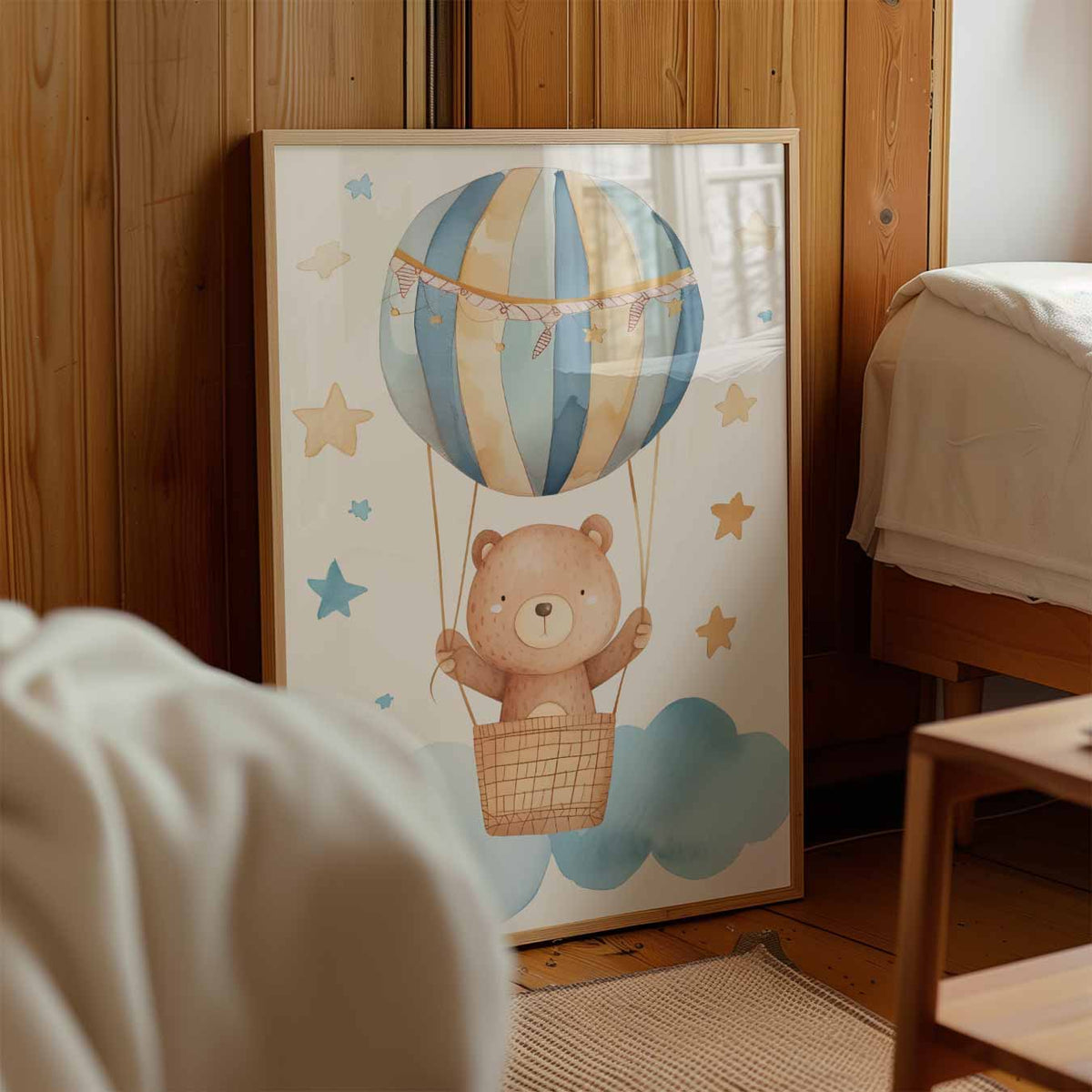 Dromerige Berenluchtballon Kinderkamerposter – staande muurposter voor de kinderkamer