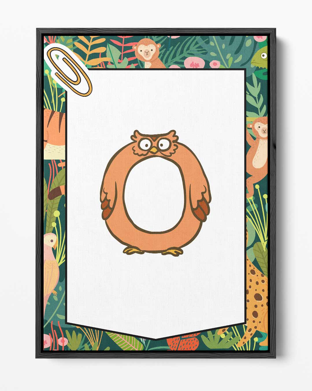 Speelse Oranje Uil Illustratie – portret kunstwerk als wanddecoratie
