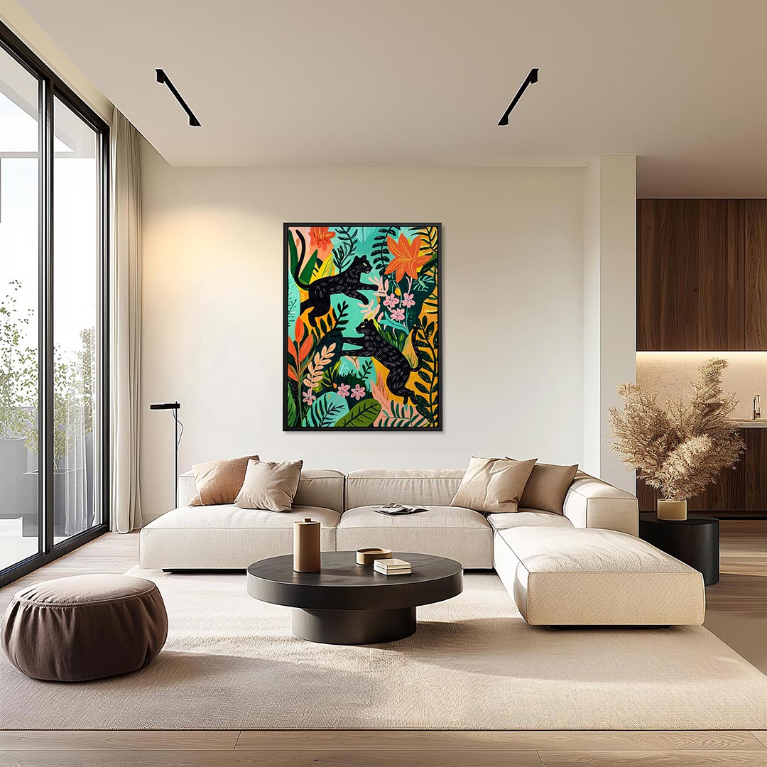Speelse dieren in jungle – staand wanddecoratie kunstwerk