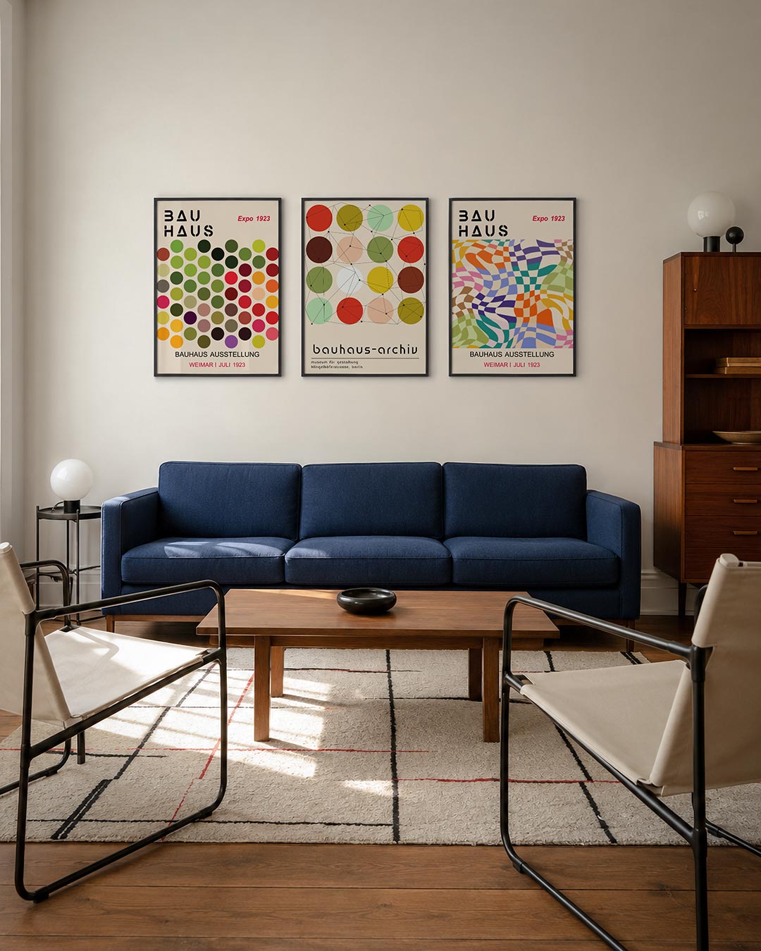 Kleurrijke cirkelpatronen driedelige posterset – deze posterset in drie delen toont een speelse verzameling van kleurrijke