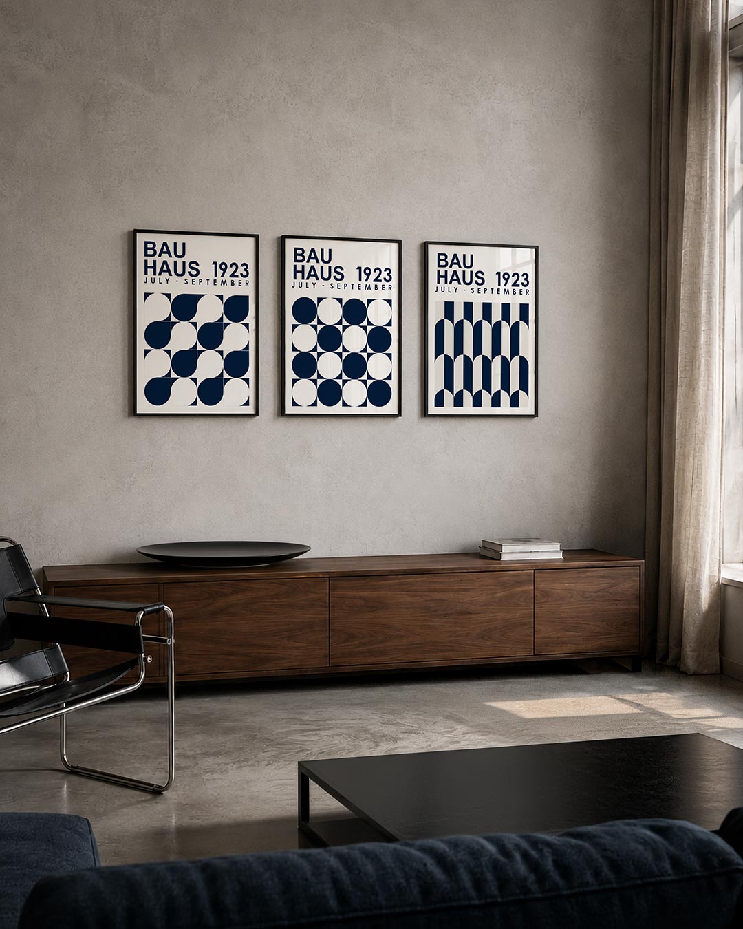 Vorm en ritme posterset – tweede productweergave – deze posterset in drie delen toont een speelse wisselwerking van halve