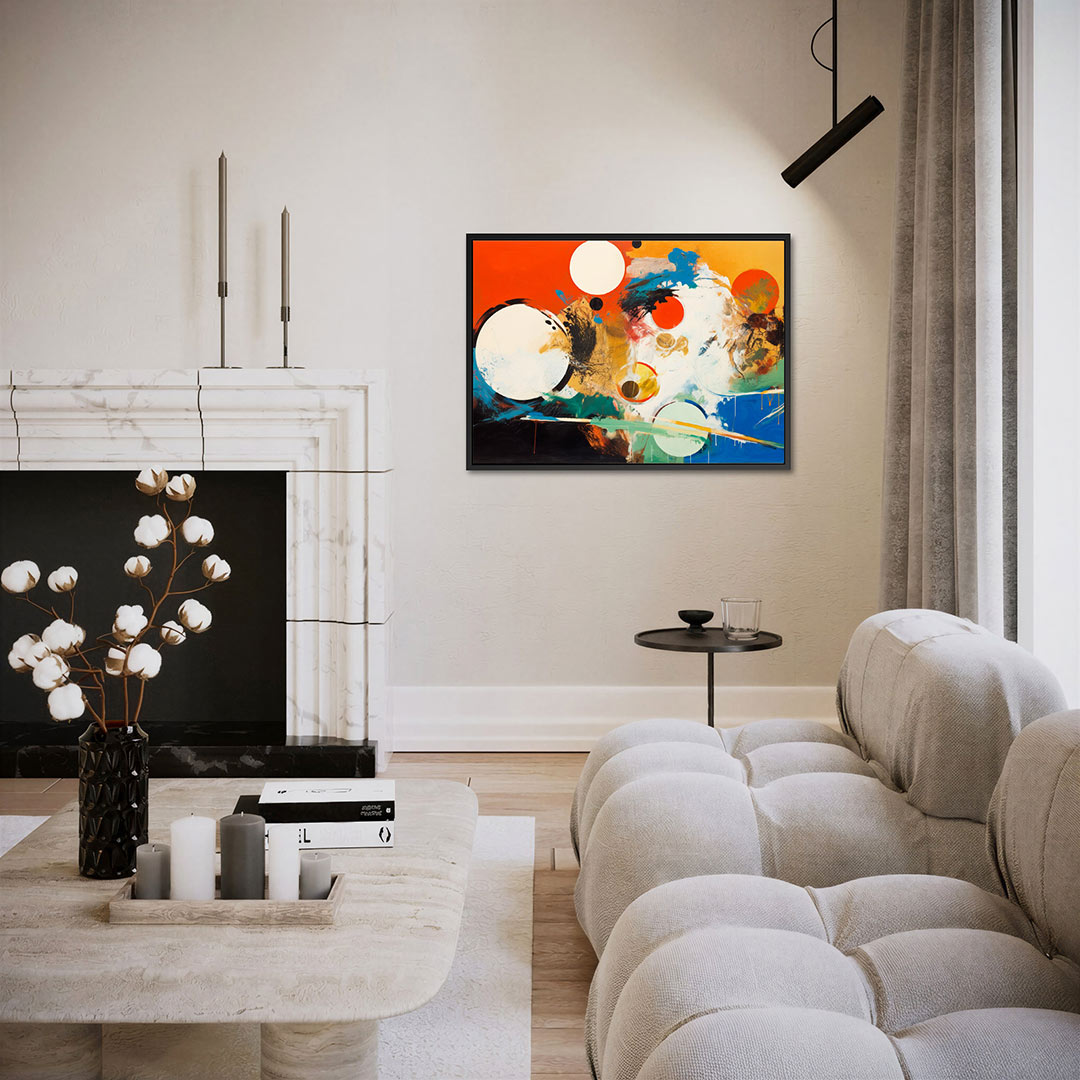 Dynamische kleurenexplosie – Modern kunstwerk – liggende wanddecoratie