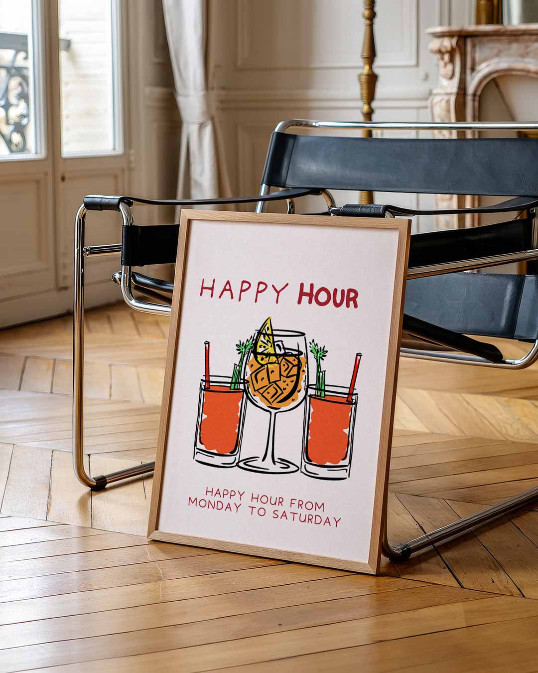 Happy Hour Cocktails – zomerse wandkunst als portret poster