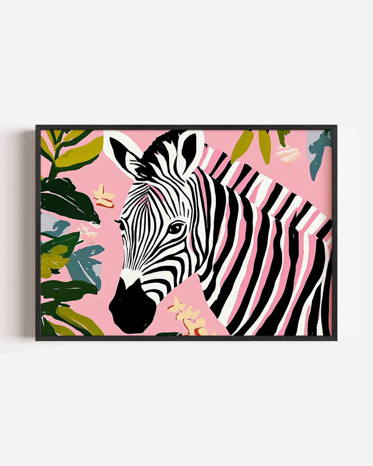 Zebra en bladeren – dieren landscape poster als wanddecoratie