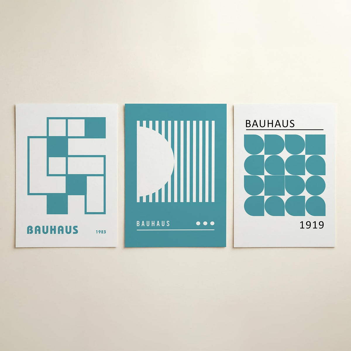 Vorm en balans posterset – detailweergave – deze posterset in drie delen toont een spel van rechthoeken en vierkanten in