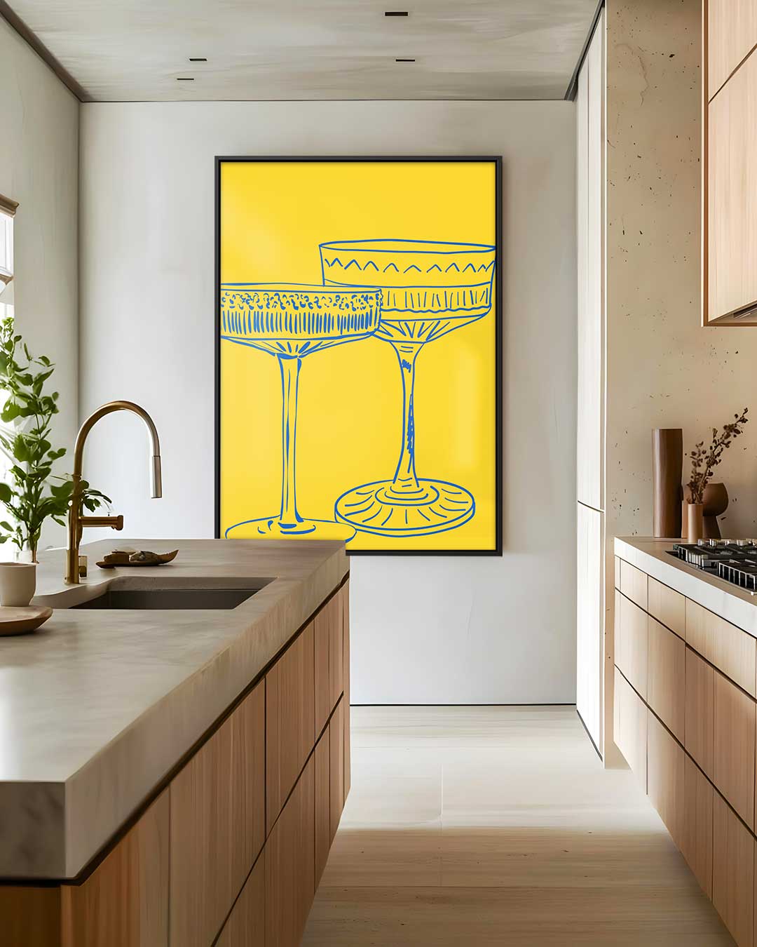 Stijlvolle Sierglazen Illustratie – staand kunstwerk voor modern interieur