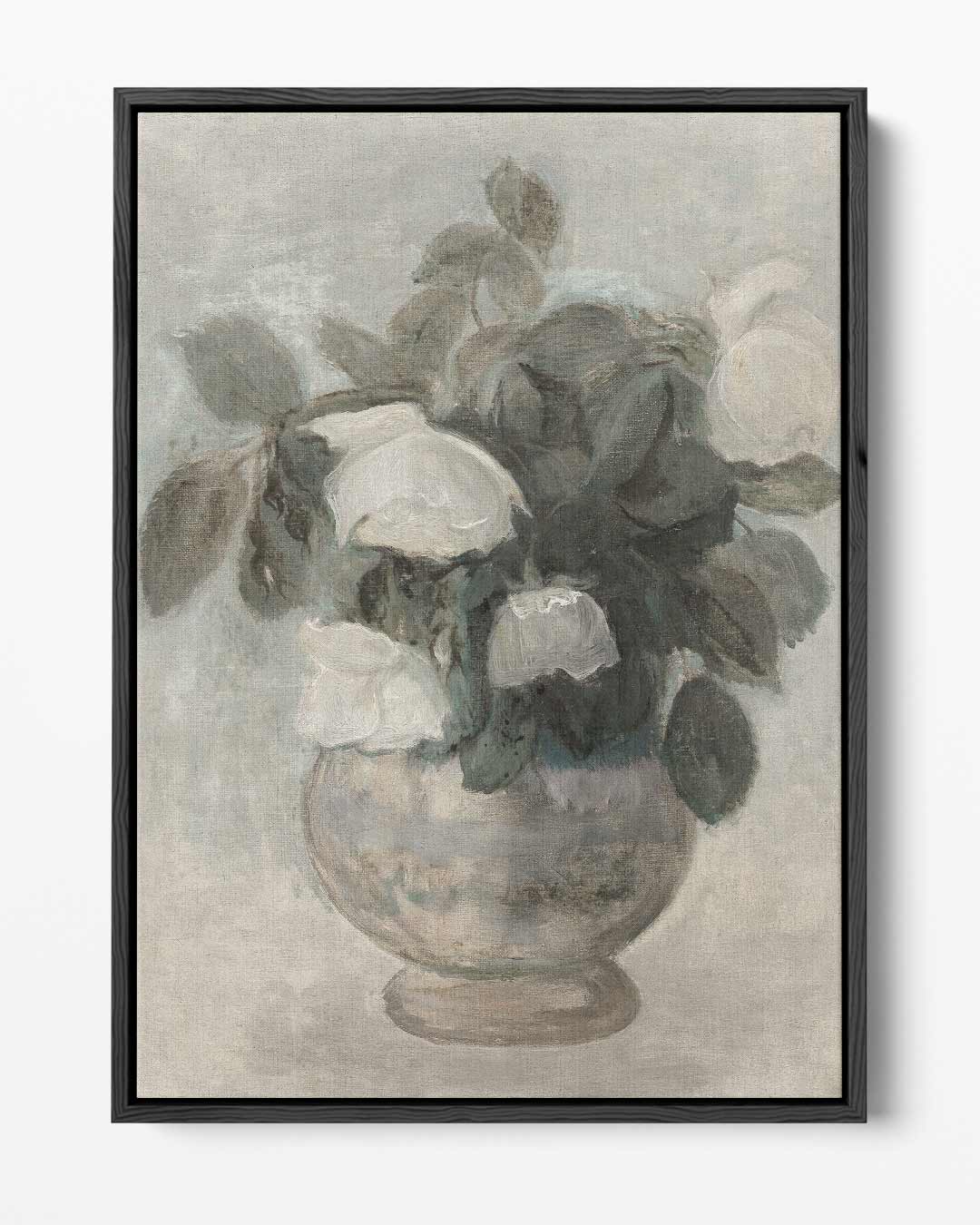 Sfeervolle Bloemen in Vaasje – portret kunstwerk als wanddecoratie