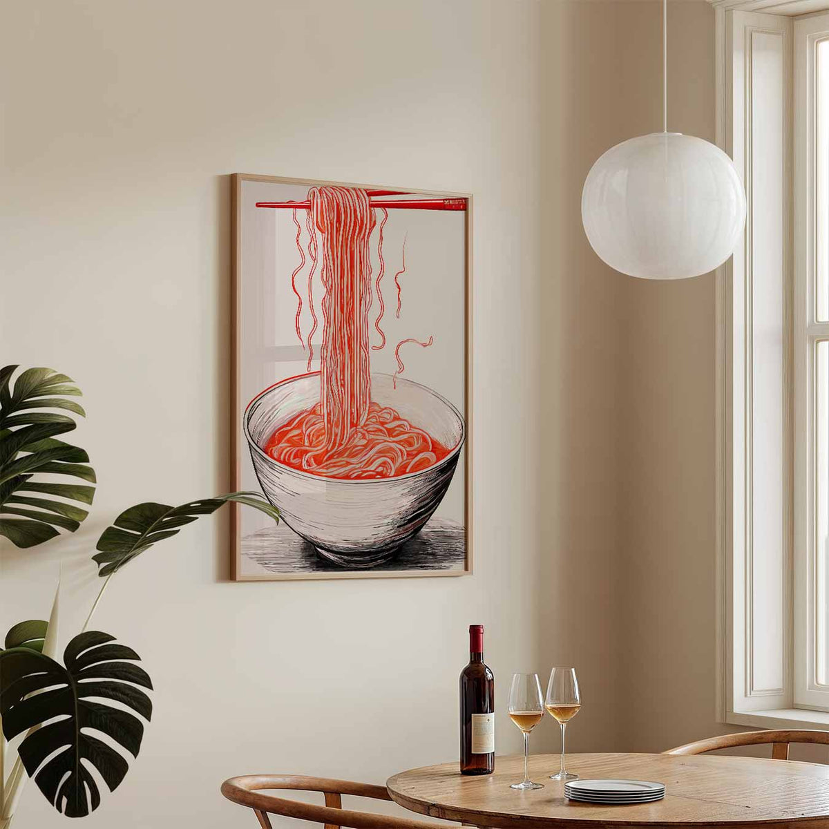 Stijlvolle Ramen Illustratie – keukenposter in staand formaat