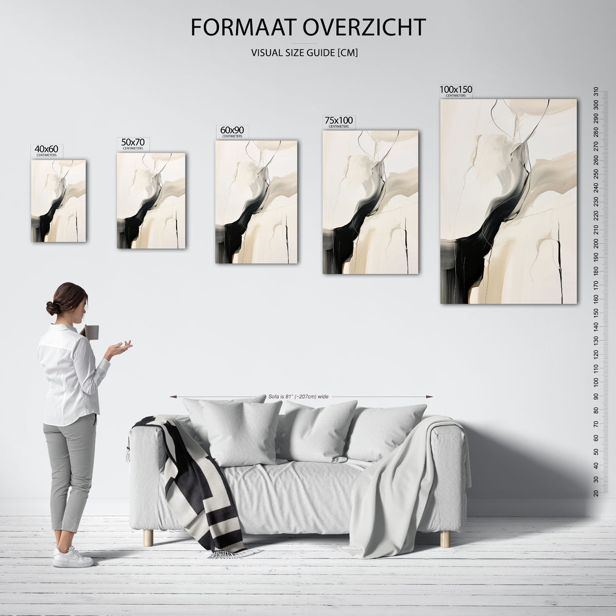 Vloeiende lijnen – staand wanddecoratie kunstwerk