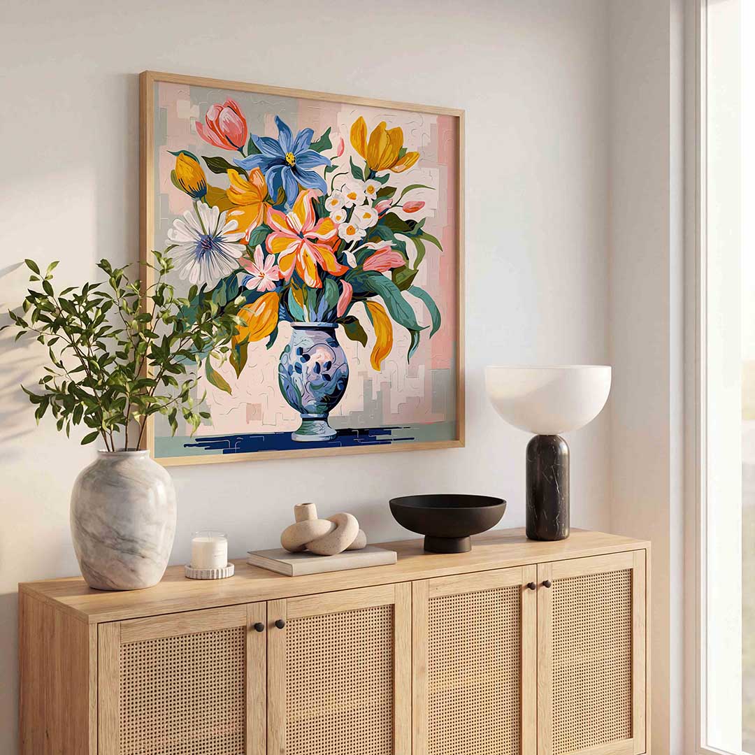 Bloemen in vaas – bloemen wandkunst als vierkante poster