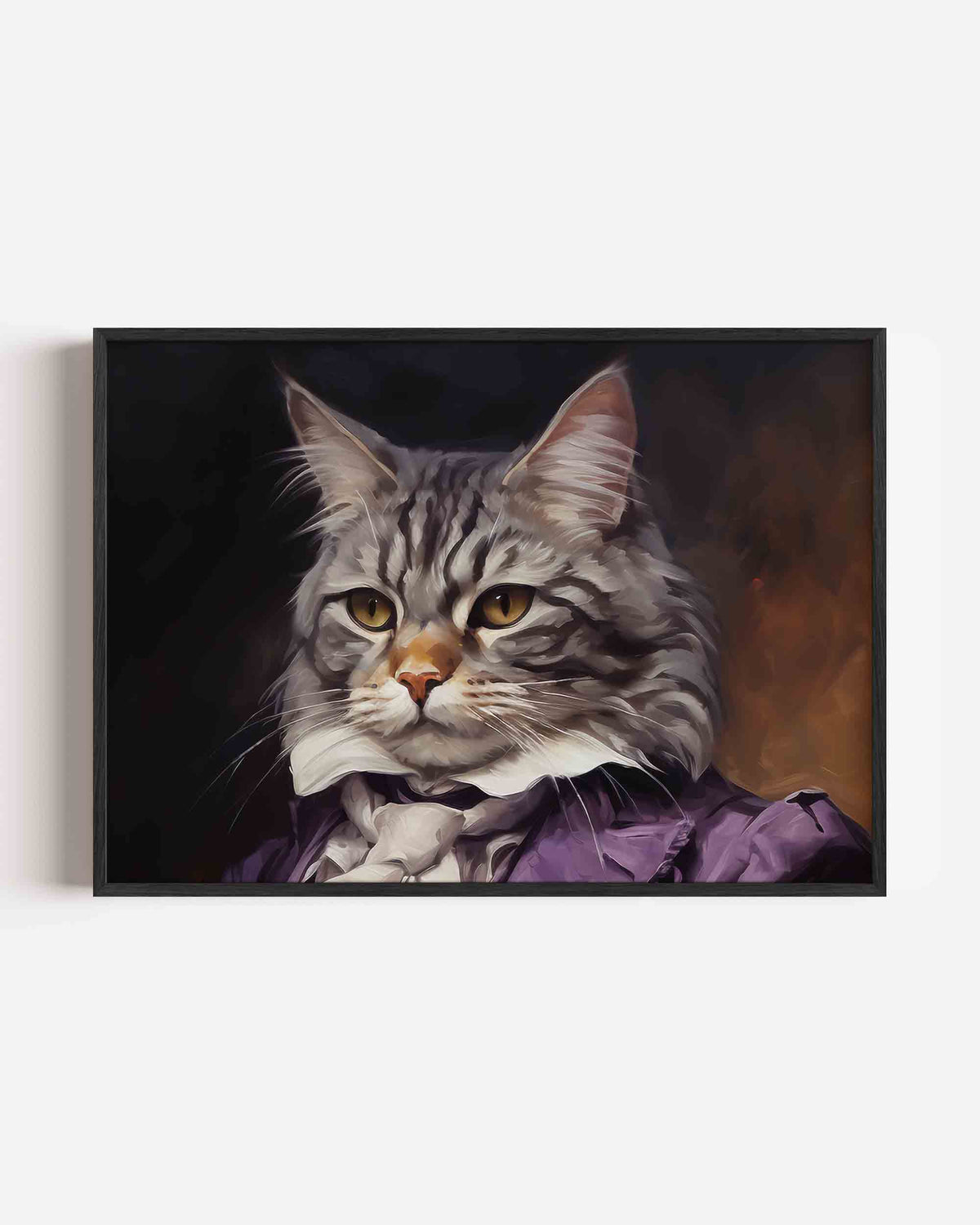 Kat met paarse jas – dieren landscape poster als wanddecoratie