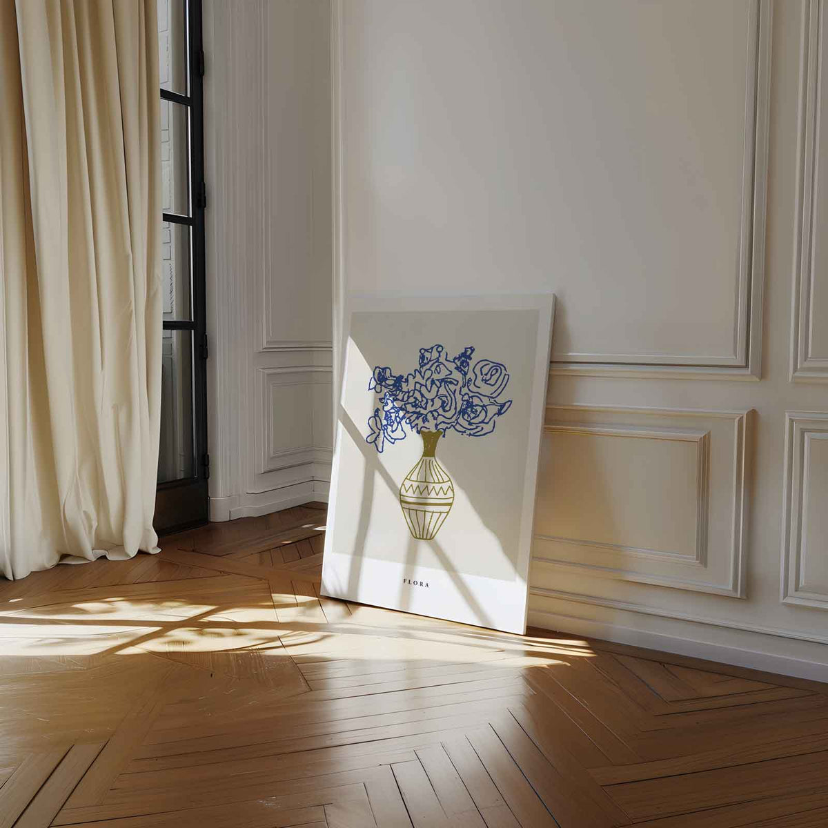Kleurrijke Bloemen in Elegante Vaas – kunstwerk met zwarte baklijst