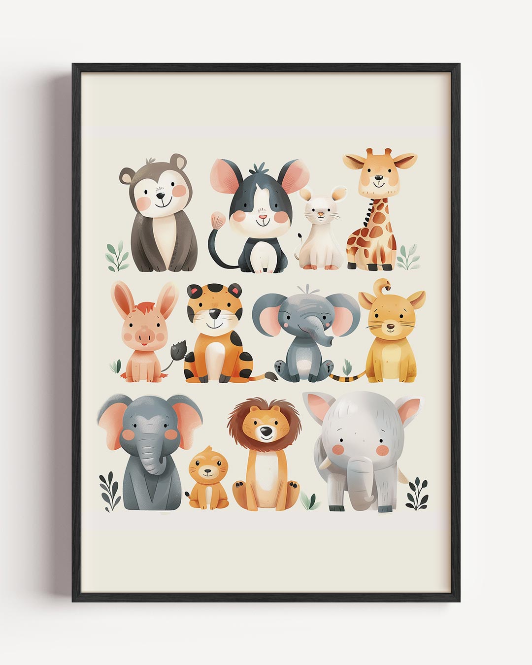 Schattige Dieren Vrienden – kids portret poster als wanddecoratie