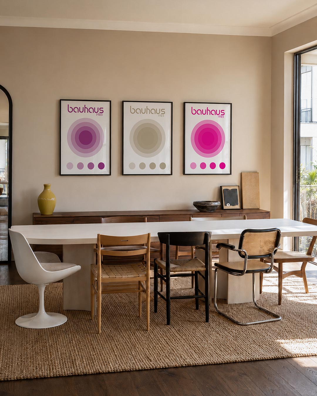 Cirkelharmonie posterset – tweede productweergave – deze posterset in drie delen toont een reeks concentrische cirkels in