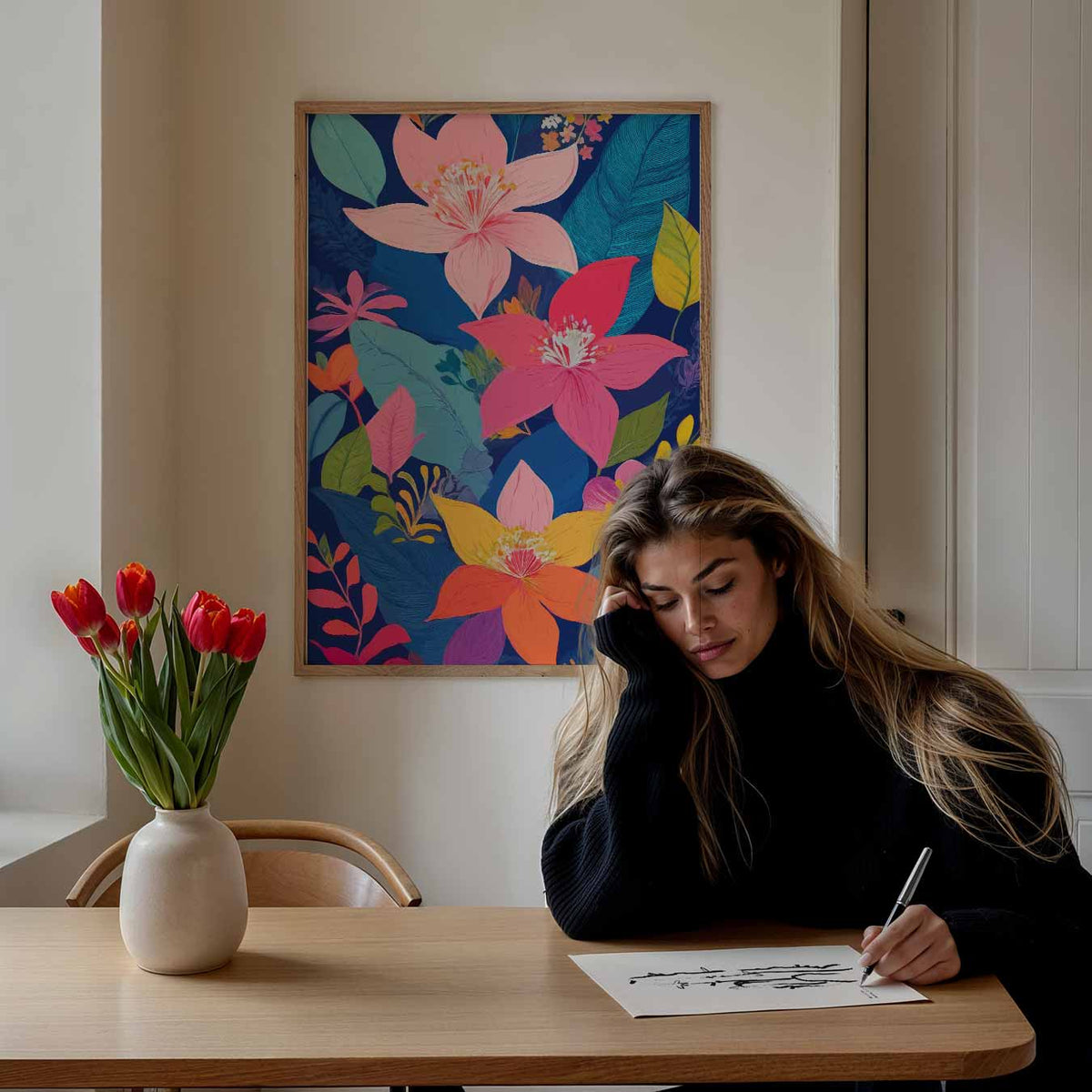 Bloemenpracht in Kleuren – bloemen poster als moderne staande wanddecoratie