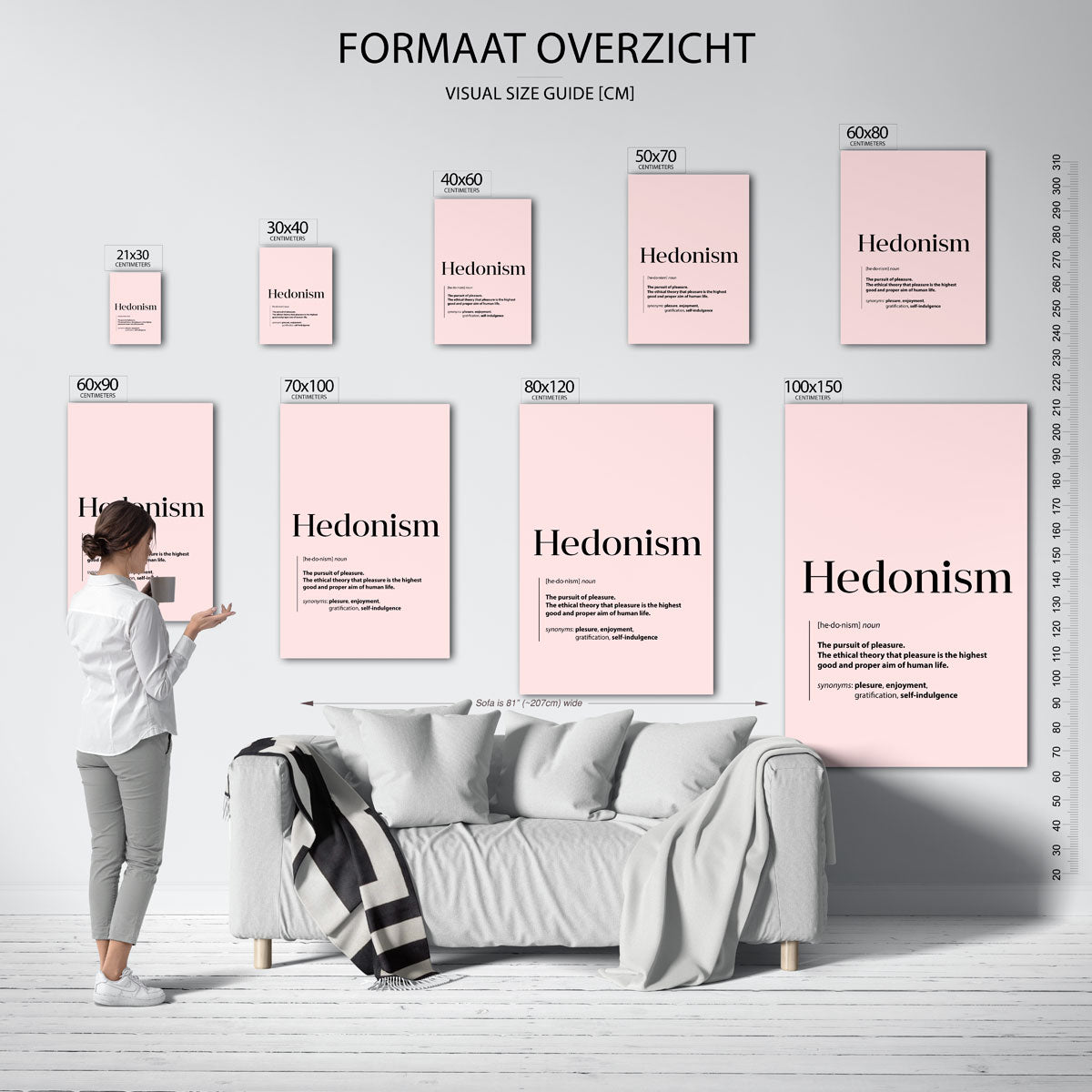 Hedonism definitie – staande muurposter voor keuken of eethoek